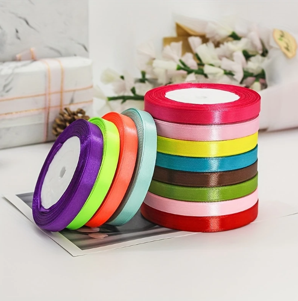 (25 yards/roll) 1cm Satin Ribbon Wholesale Gift Packing Christmas decorationRibbons roll fabric