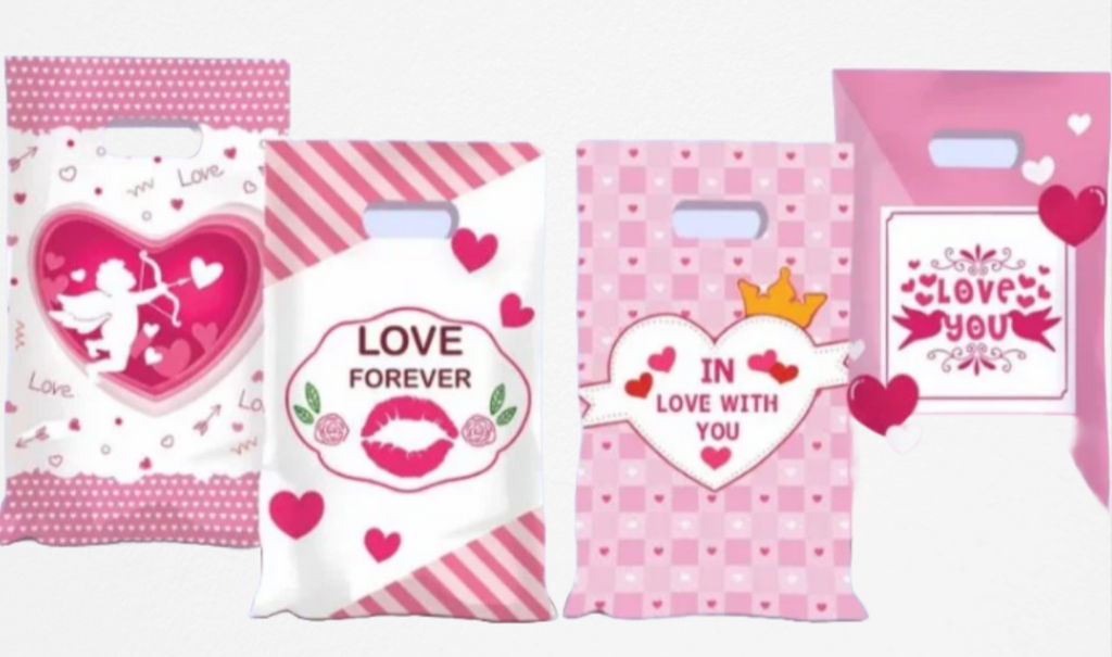10pcs Hand held Valentine’s Gift Bag Valentine's bag Candy Cookies Tote Bag Party Loot Bag