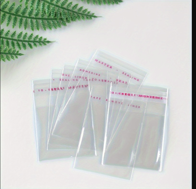 (100pcs) SMALL OPP Plastic with Adhesive Tape for Clothes with Air Hole
