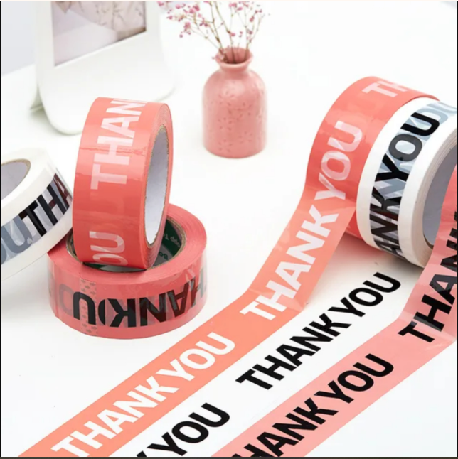 Cute Black and Pink Print Thank You Packaging Tape Sealing Packaging