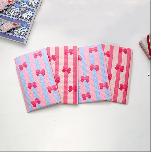 1pc BOW PATTERN Waterproof Bubble Mailers Padded Envelopes Poly Mailer Self Seal Envelope