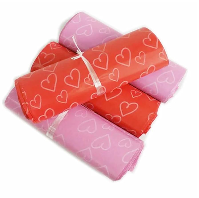(100pcs) HEART PRINT Courier Pouch/ Poly mailer pouch/ Self Adhesive Mailer Pouch Plastic Packaging