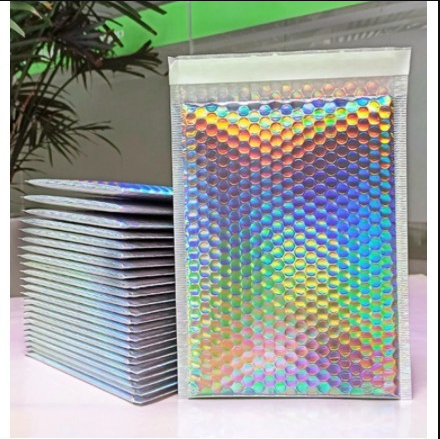 HOLOGRAPHIC LASER BUBBLE MAILER WRAP PADDED ENVELOPE PLASTIC SHIPPING PACKAGING COSMETICS