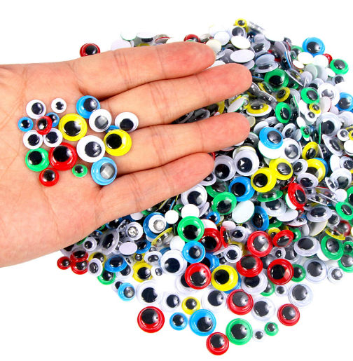 100pcs Wiggly Googly Eyes Stickers Black/Colorful Googly Doll Eye Sticker DIY Accessory