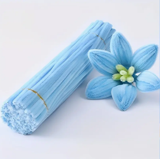 | 100PCS 8mm Fuzzy Wire Colored Chenille Wires Fluffy Sticks Stems Twist Tie for Kids