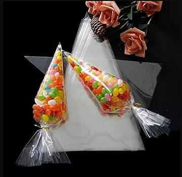 (50pcs) Triangle Transparent Plastic Bag Carrot Candy Bags Kids Birthday Party Decoration