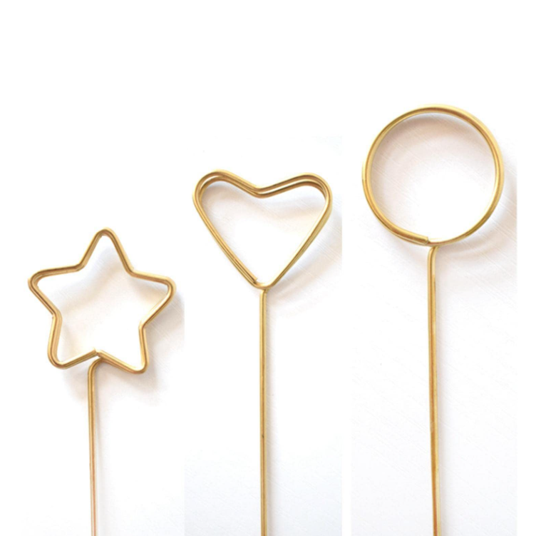 10pcs | Flower Bouquet Metal Card Holder / Photo Holder Golden color