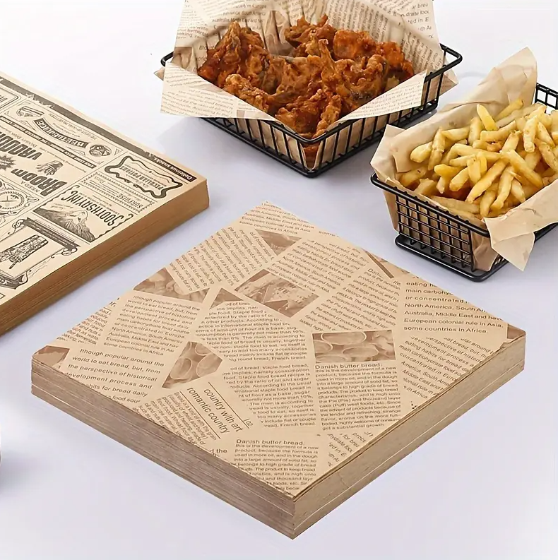 (100pcs) Wax Paper Burger Sandwich Cake Roll Wrapping Paper Greaseproof Liner Paper Food Tray Paper