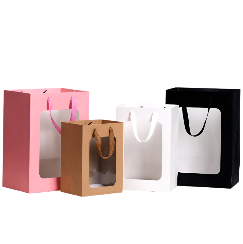 (1pc) Paper Bag Window Clear Window Gift Bags for Stuff Toys Flower Bag Gift Packaging