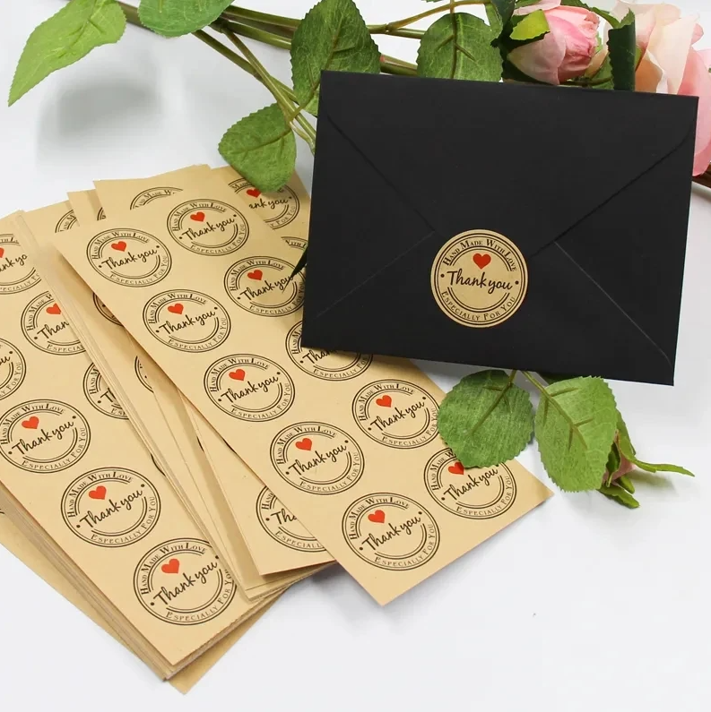 (20 Sheets) Handmade stickers Thankyou / Hand Made Sticker Round, Rectangle