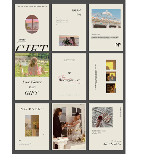 (5sheets/pack) English love single page small card bouquet flower greeting card