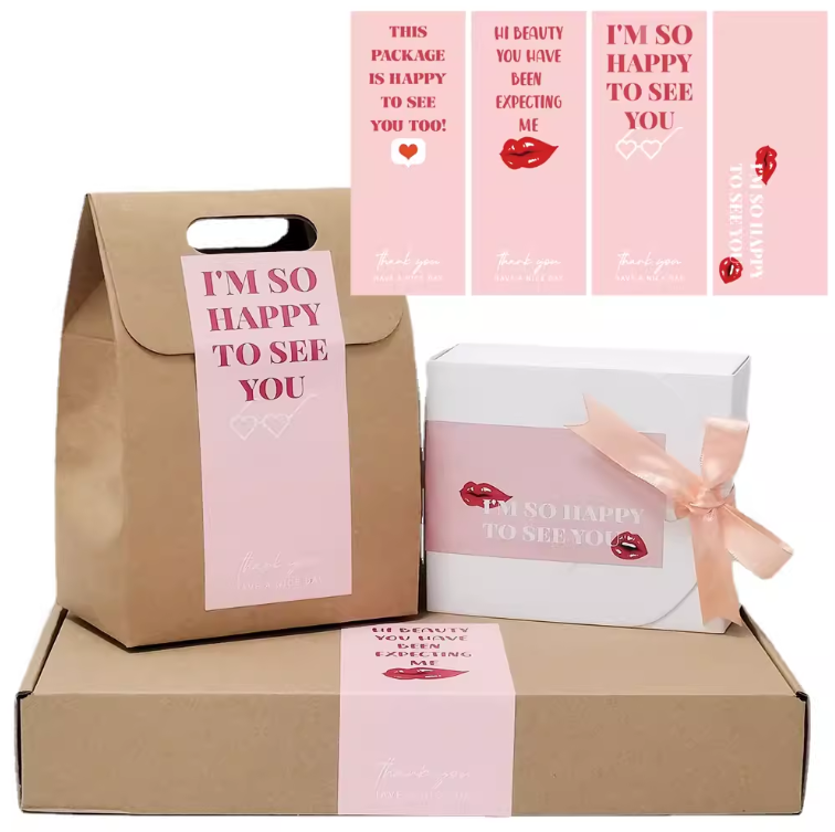 (6x15cm) PINK Rectangular stickers gift box sealed sticker