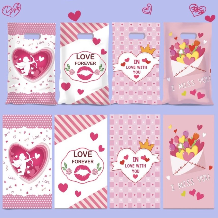 50pcs Valentine's Day Candy Bag Love Snack Cookie Bag Party Loot Bags