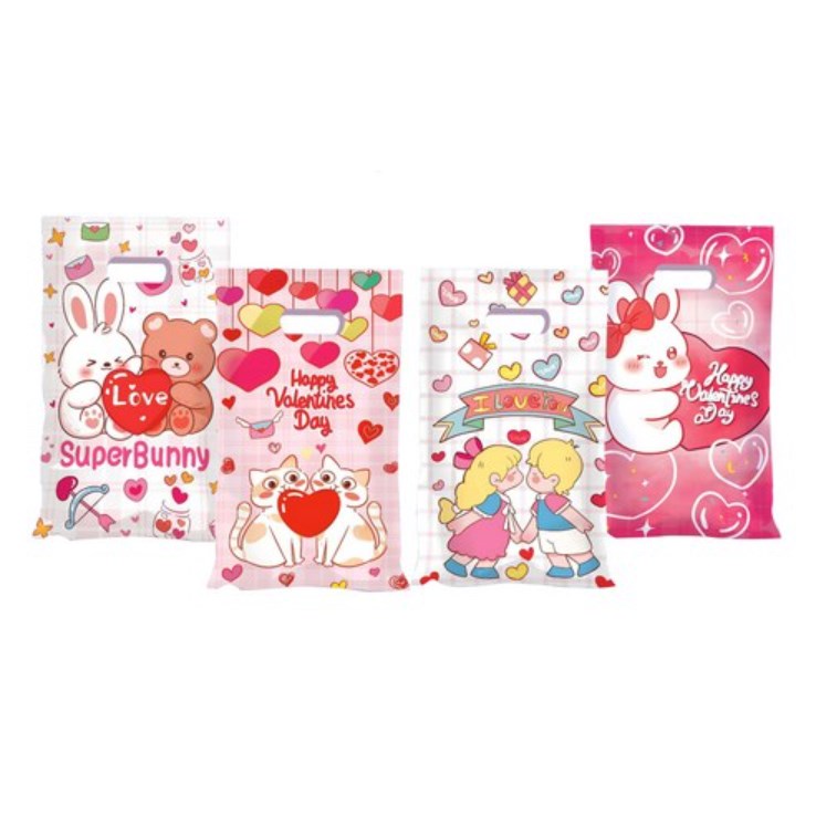 50pcs Valentine's Day Candy Bag Love Snack Cookie Bag Party Loot Bags