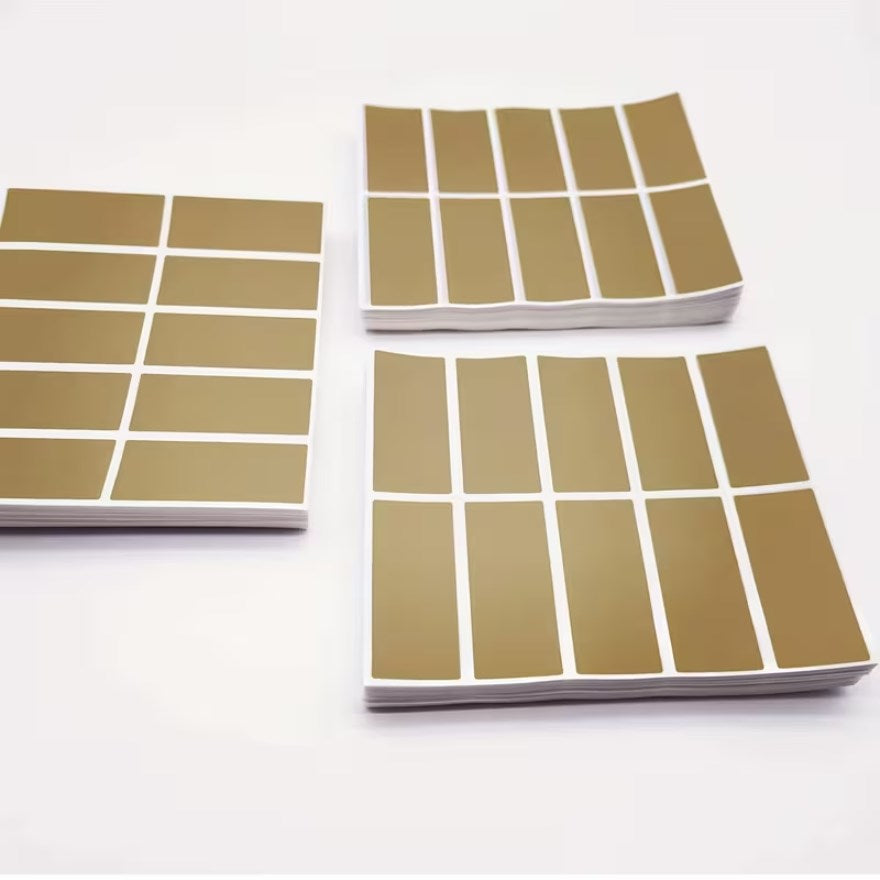 100Pcs Rectangular Scratch Off Stickers Gold & Silver | 48x15mm Hidden Text for Games, Surprise Gift