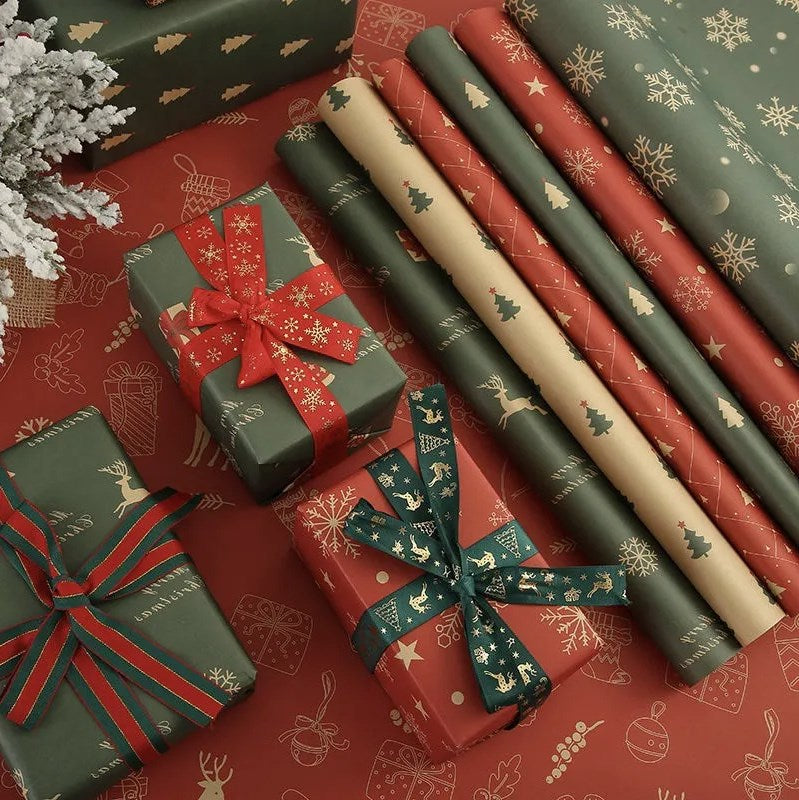 5 Sheets/roll CHRISTMAS Kraft Gift Wrapper Christmas Gift Present Paper Gift paper