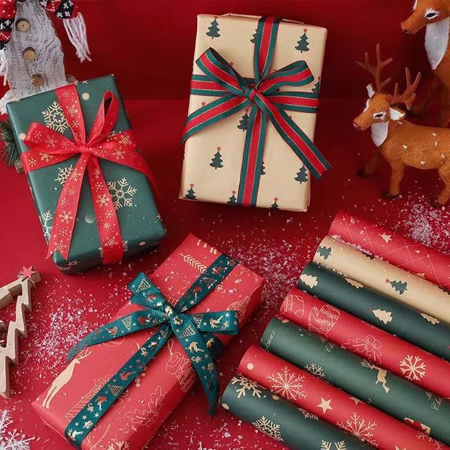 5 Sheets/roll CHRISTMAS Kraft Gift Wrapper Christmas Gift Present Paper Gift paper