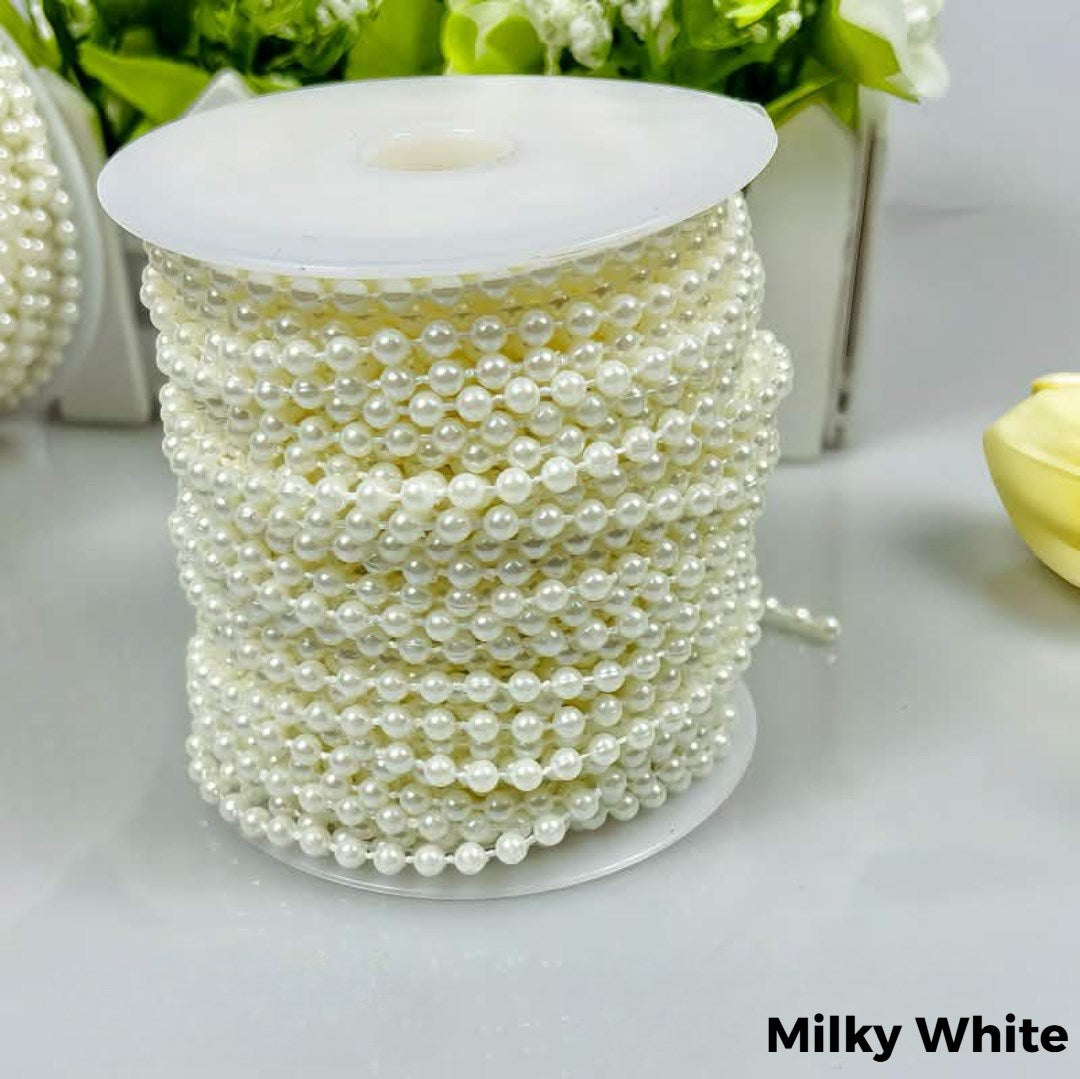 5Meters White Pearl Beads Chain Trim Garland Flowers DIY Wedding Party Decor