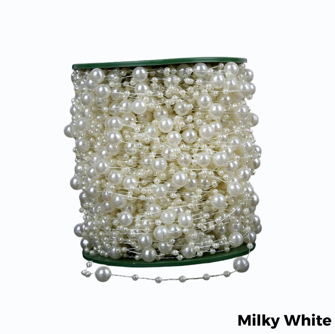 5Meters White Pearl Beads Chain Trim Garland Flowers DIY Wedding Party Decor