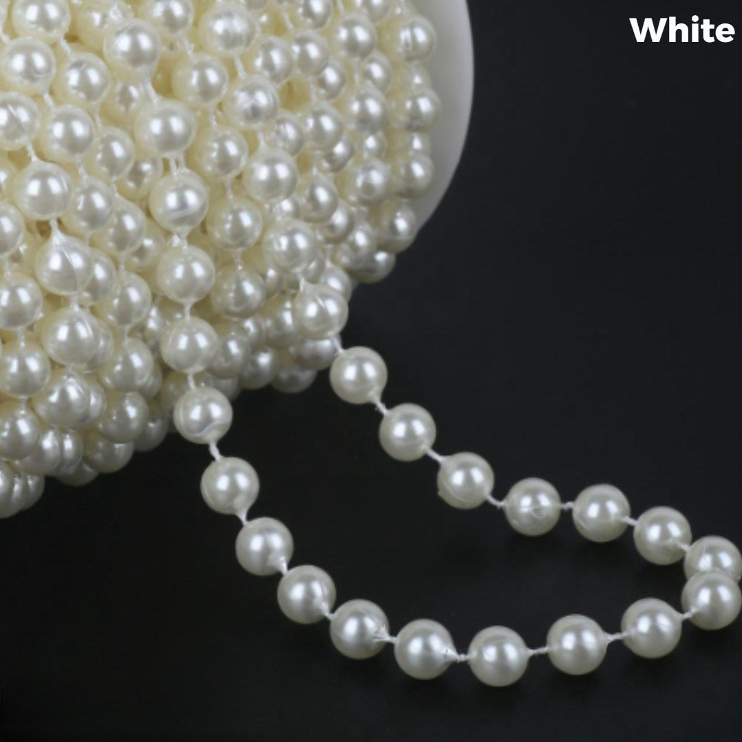 5Meters White Pearl Beads Chain Trim Garland Flowers DIY Wedding Party Decor