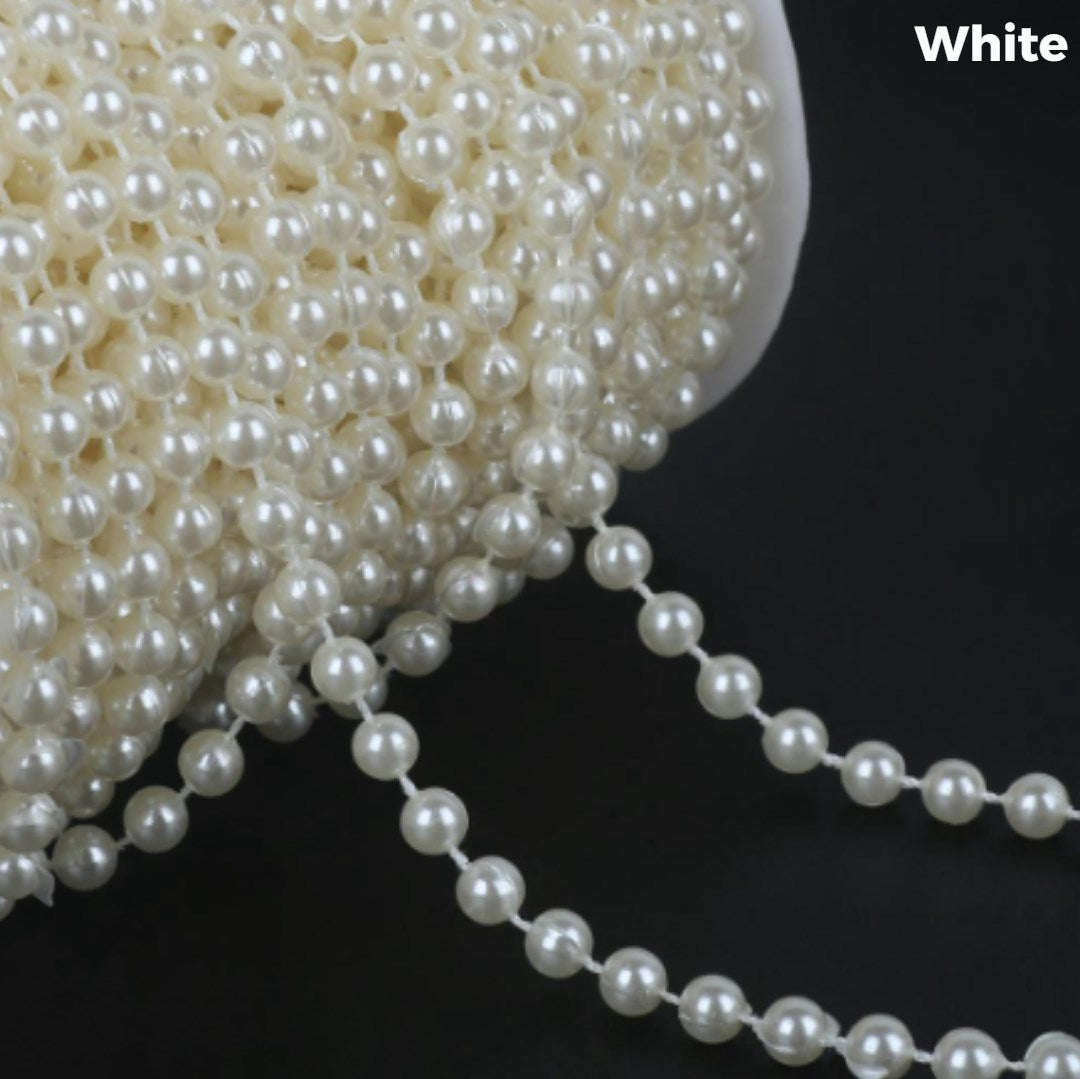 5Meters White Pearl Beads Chain Trim Garland Flowers DIY Wedding Party Decor