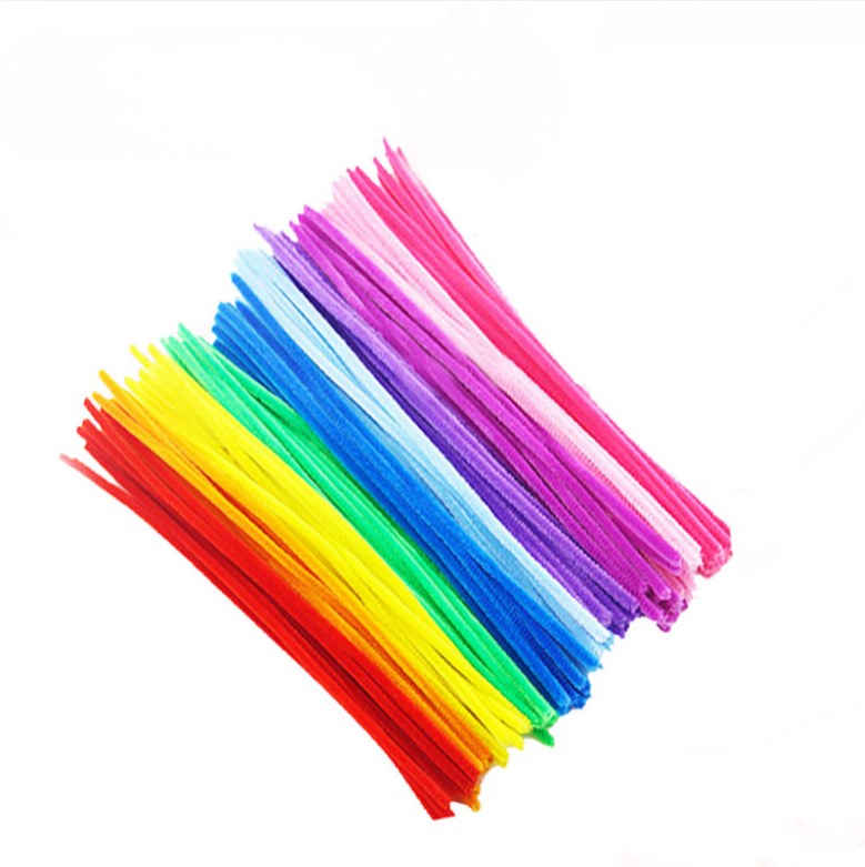 100PCS | 8mm Fuzzy Wire Colored Chenille Wires Fluffy Sticks Stems Twist Tie for Kids