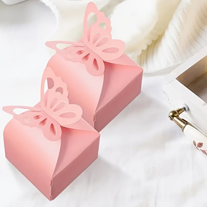 20pcs Mini Gift Boxes Butterfly Paper Pink White Party Wedding Favor Box 6x6x5cm
