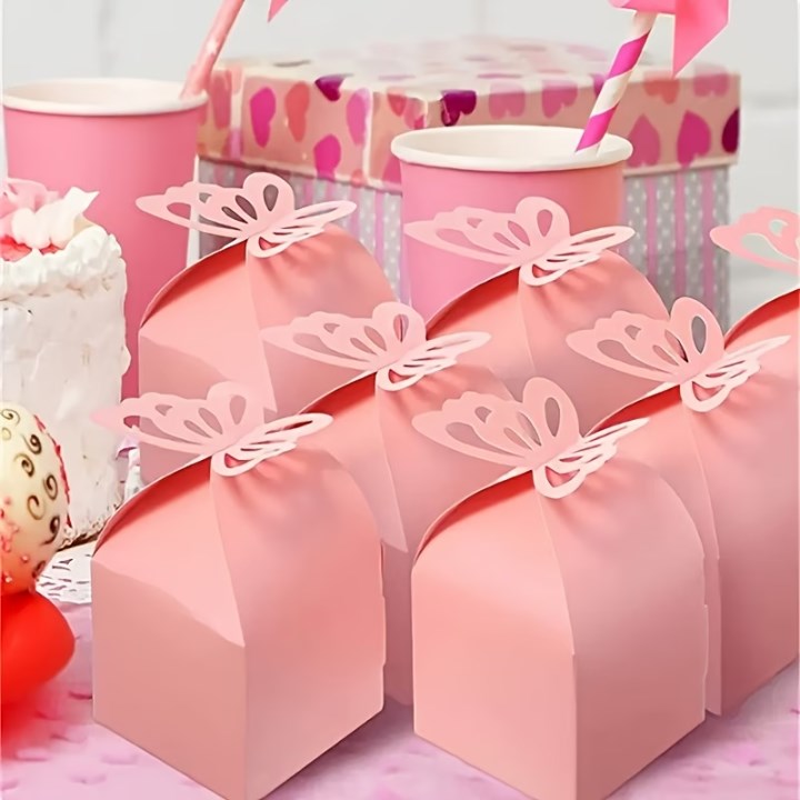 20pcs Mini Gift Boxes Butterfly Paper Pink White Party Wedding Favor Box 6x6x5cm