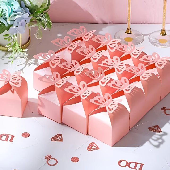 20pcs Mini Gift Boxes Butterfly Paper Pink White Party Wedding Favor Box 6x6x5cm