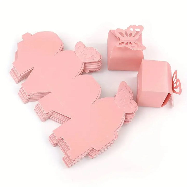 20pcs Mini Gift Boxes Butterfly Paper Pink White Party Wedding Favor Box 6x6x5cm