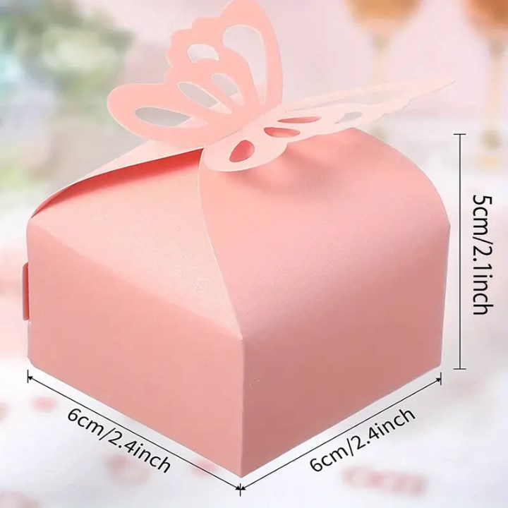 20pcs Mini Gift Boxes Butterfly Paper Pink White Party Wedding Favor Box 6x6x5cm