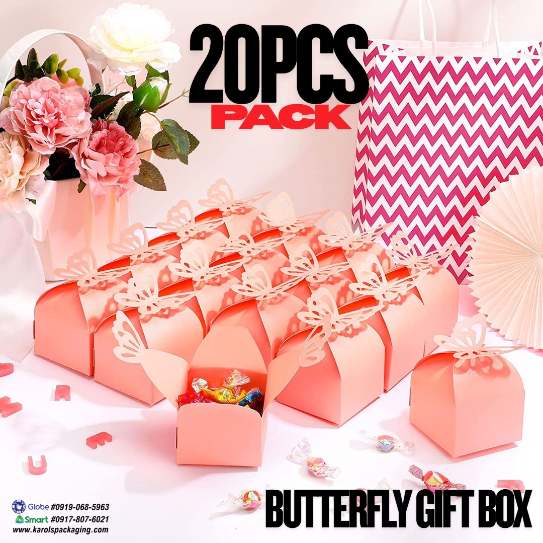 20pcs Mini Gift Boxes Butterfly Paper Pink White Party Wedding Favor Box 6x6x5cm