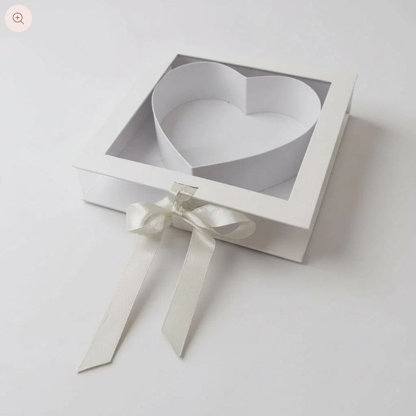Heart Shape Window Gift Box with Ribbon Flower Box Wedding Favor DIY Gift Packaging Box