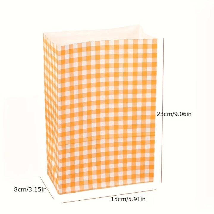 10pcs Plaid Kraft Paper Bags | Checkered Gift Packaging Bags Durable & Reusable Paper Bags