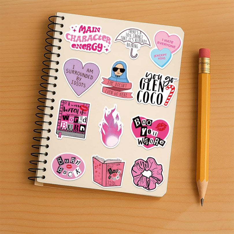 50pcs Cute Book Stickers Book & Quotes Stickers Waterproof for Scrapbook, Laptop & Water Bottle