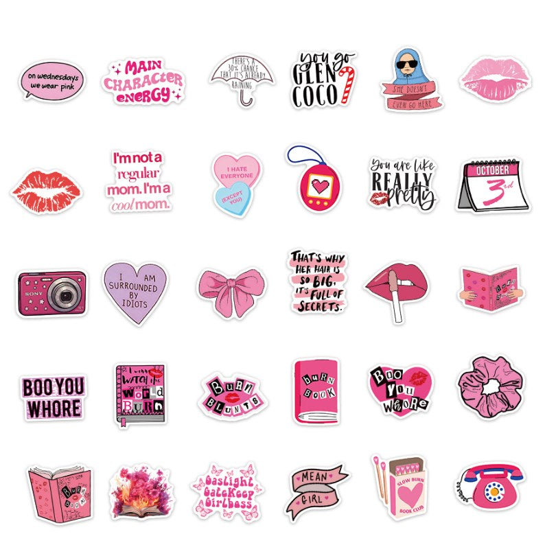 50pcs Cute Book Stickers Book & Quotes Stickers Waterproof for Scrapbook, Laptop & Water Bottle