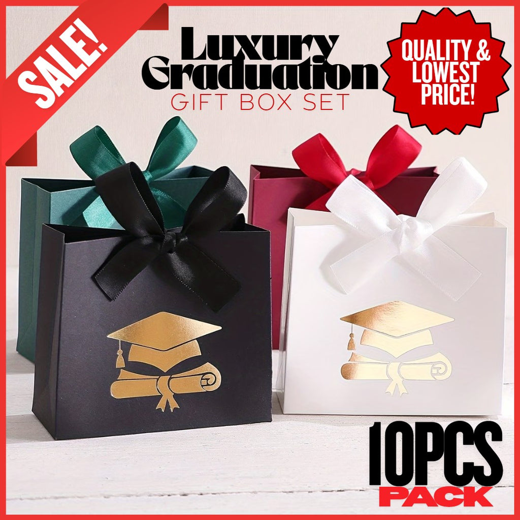 10pcs Luxury Graduation Gift Box Set | With Ribbon Candy Boxes, Golden Diploma Design Gift Packaging