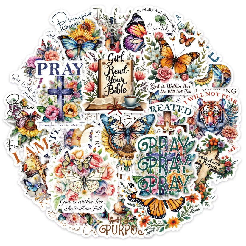 Jesus Bible Phrase Slang Stickers - Classical Wisdom Words Waterproof Doodle Stickers