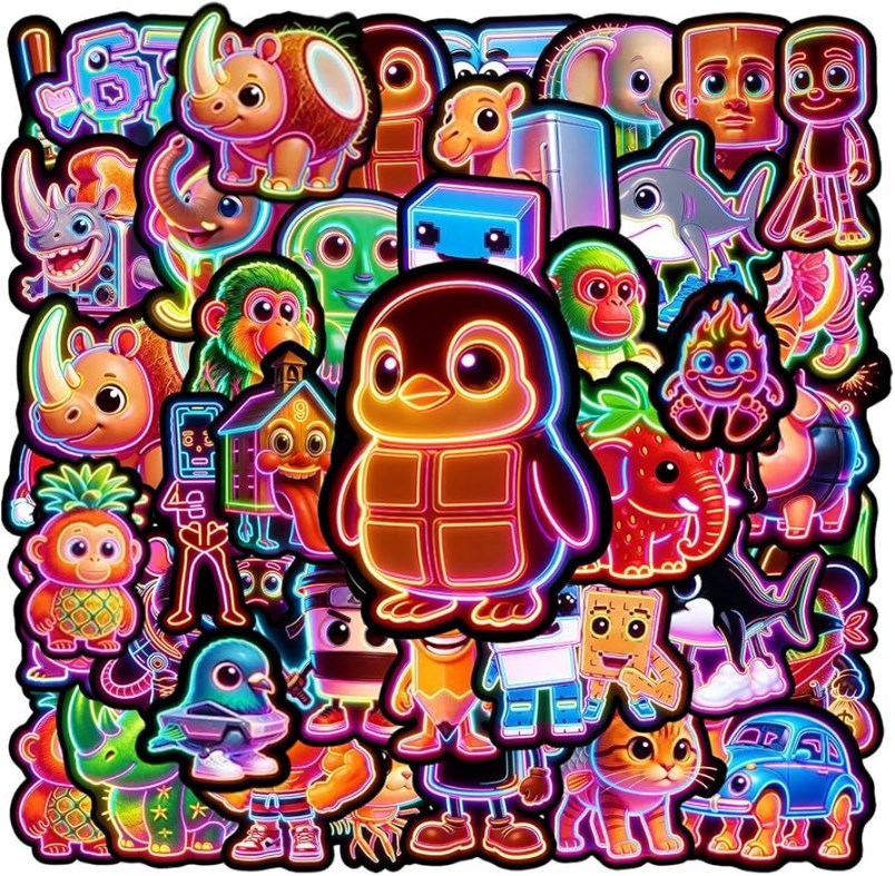 50pcs cute cartoon animal stickers for children, notebooks, stationery, luggage, notes, waterproof