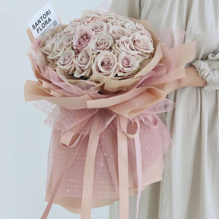 20pcs [Plastic Type] HanSu Glossy Flower Wrapping Paper | Waterproof | Floral Elegant Gift Packaging