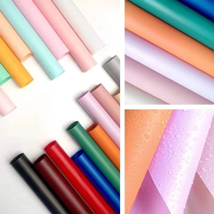 20pcs [Plastic Type] HanSu Glossy Flower Wrapping Paper | Waterproof | Floral Elegant Gift Packaging
