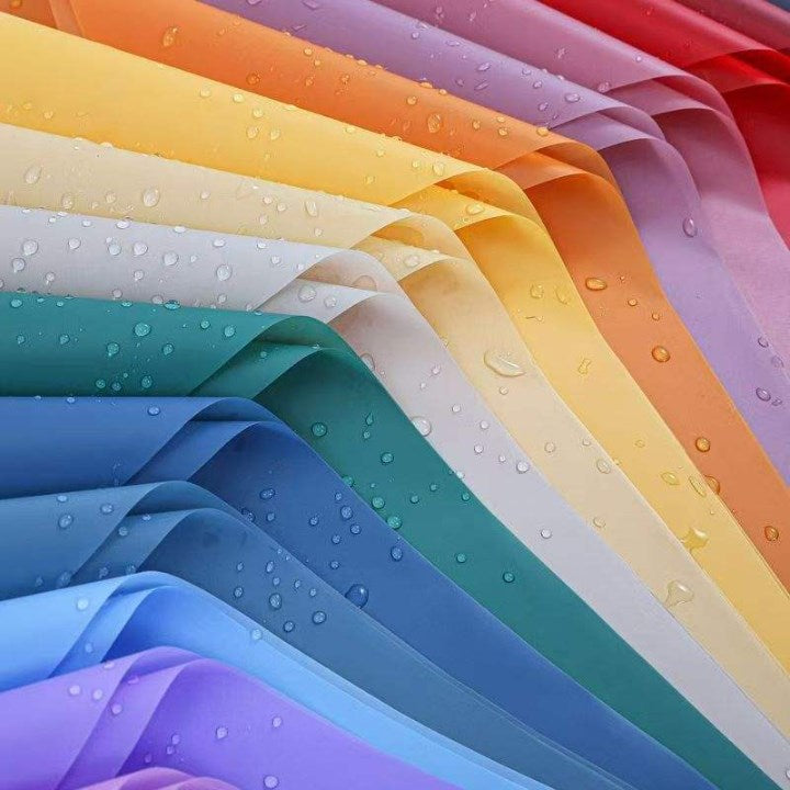 20pcs [Plastic Type] HanSu Glossy Flower Wrapping Paper | Waterproof | Floral Elegant Gift Packaging