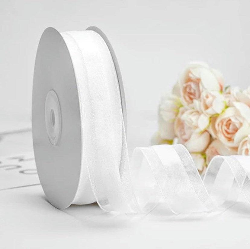 2.5cm/50yards Double gold edge packaging Gauze gift box handmade ribbon