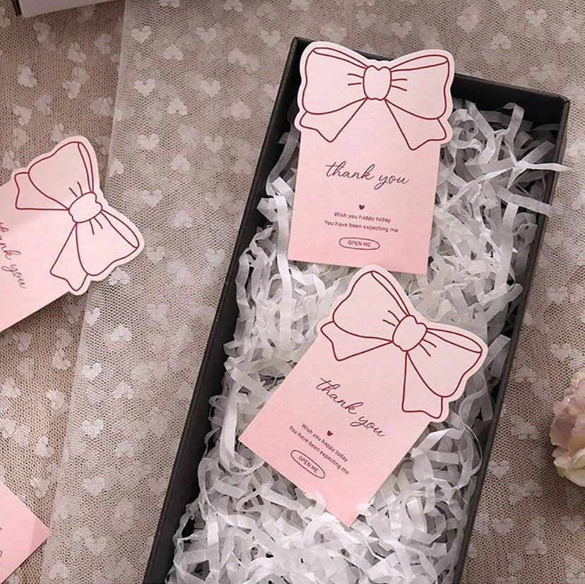 Pink Bow Thank You Stickers | PVC Gift Box Sealing Labels | Cute Ribbon Design for Packaging, DIY