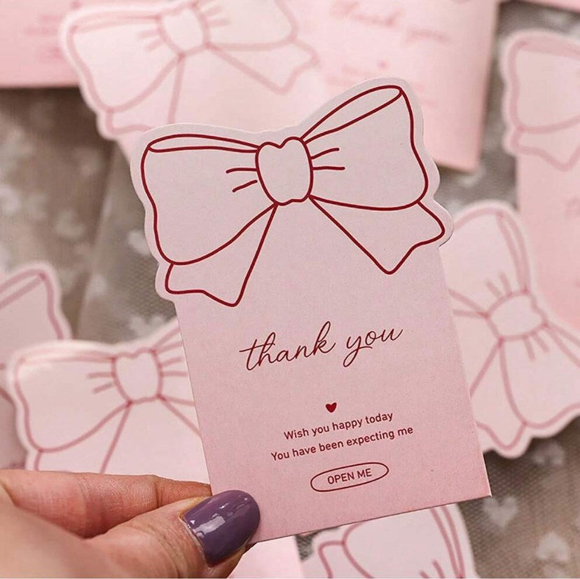 Pink Bow Thank You Stickers | PVC Gift Box Sealing Labels | Cute Ribbon Design for Packaging, DIY