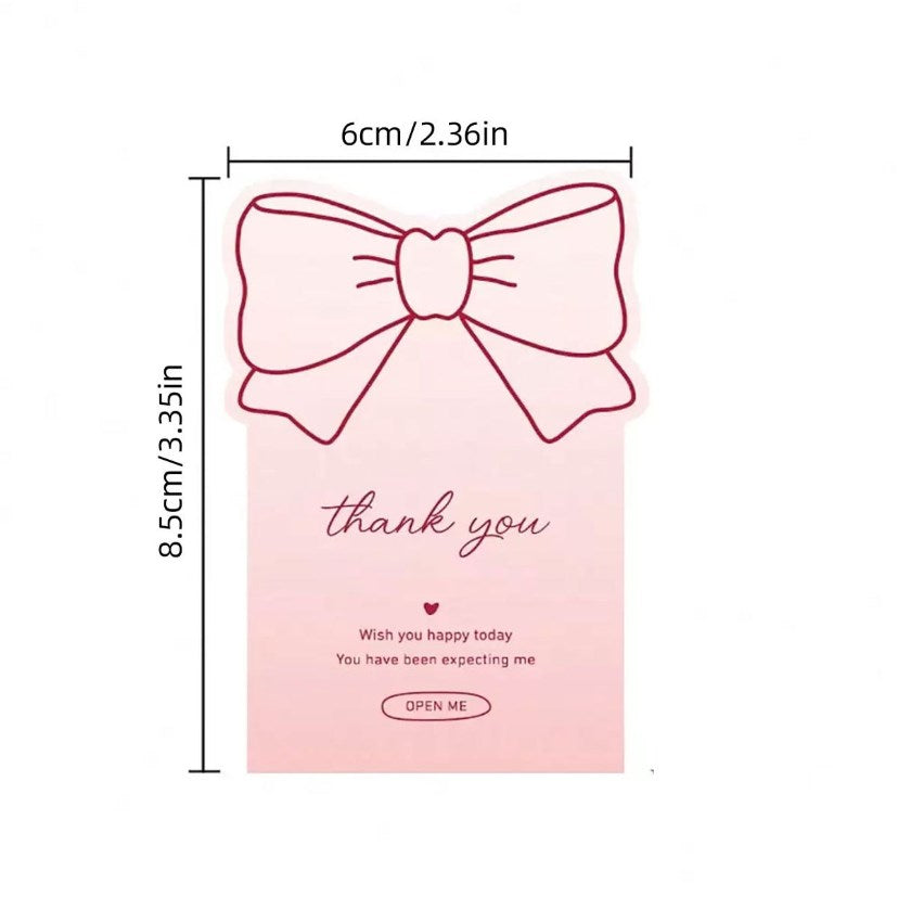 Pink Bow Thank You Stickers | PVC Gift Box Sealing Labels | Cute Ribbon Design for Packaging, DIY