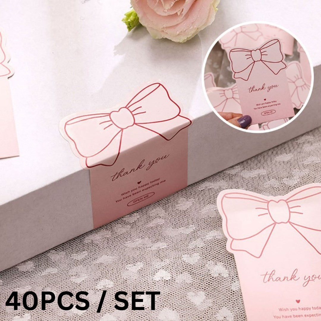 Pink Bow Thank You Stickers | PVC Gift Box Sealing Labels | Cute Ribbon Design for Packaging, DIY