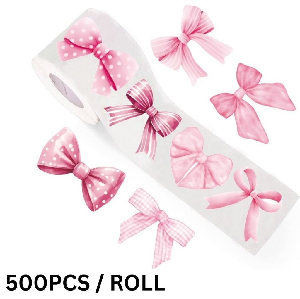 Pink Bow Thank You Stickers | PVC Gift Box Sealing Labels | Cute Ribbon Design for Packaging, DIY