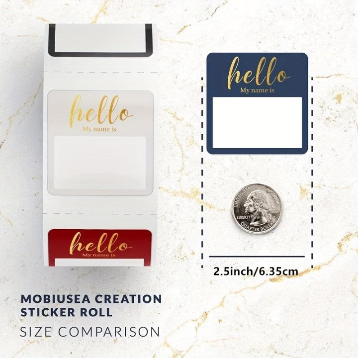100pcs/Roll “Hello My Name Is” Sticker Labels | Self-Adhesive Name Tag for School, Office, Events