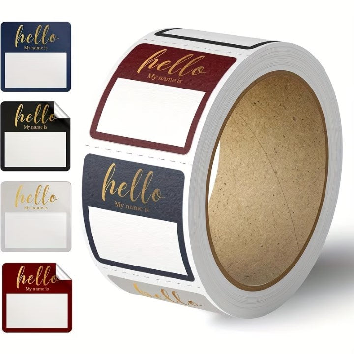 100pcs/Roll “Hello My Name Is” Sticker Labels | Self-Adhesive Name Tag for School, Office, Events